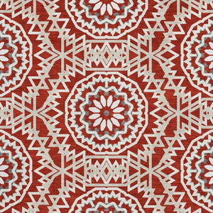 HomeRoots 10' X 14' Red and Ivory Geometric Area Rug - Washable, UV Protected & Perfect for Busy Homes 652287