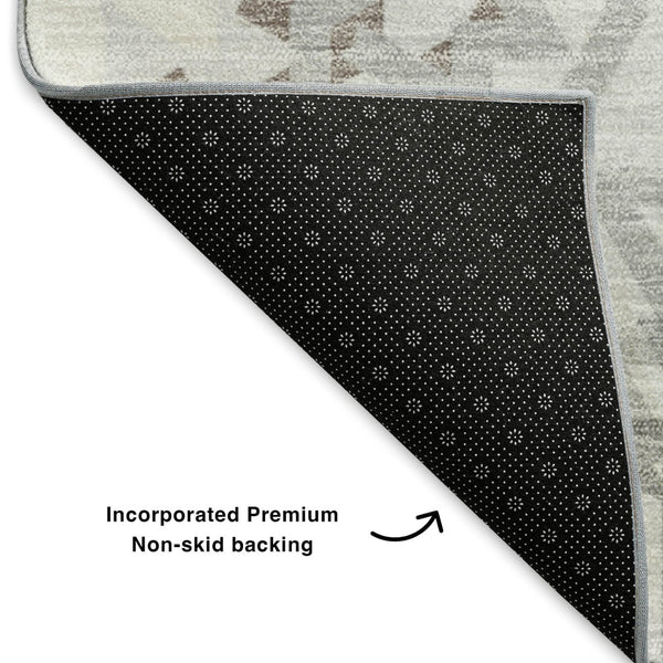 HomeRoots 8' X 10' Stylish Silver and Gray Geometric Washable Area Rug with UV Protection for Family Homes 652291