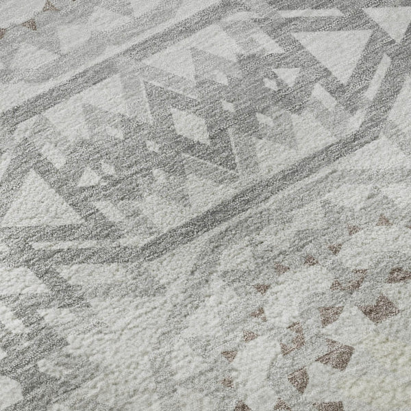 HomeRoots 9' X 12' Silver and Gray Geometric Washable Area Rug - Stylish, Durable, UV-Protected for High-Traffic Spaces 652292