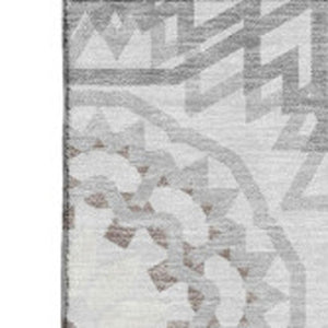 HomeRoots 10' X 14' Modern Silver & Gray Geometric Area Rug - Washable, UV Protected & Perfect for Busy Homes 652293