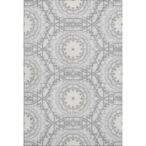 HomeRoots 10' X 14' Modern Silver & Gray Geometric Area Rug - Washable, UV Protected & Perfect for Busy Homes 652293