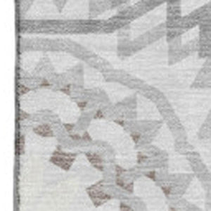 HomeRoots 10' X 14' Modern Silver & Gray Geometric Area Rug - Washable, UV Protected & Perfect for Busy Homes 652293