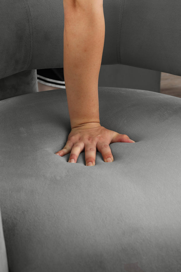 English Elm Accent Chair with Hollow Backrest for Ergonomic Support, Solid Wood Frame, Stylish Fabric Upholstery Grey W1420P194057