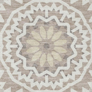 HomeRoots 8' X 10' Stylish Taupe & Ivory Geometric Washable Area Rug with UV Protection for High-Traffic Spaces 652303