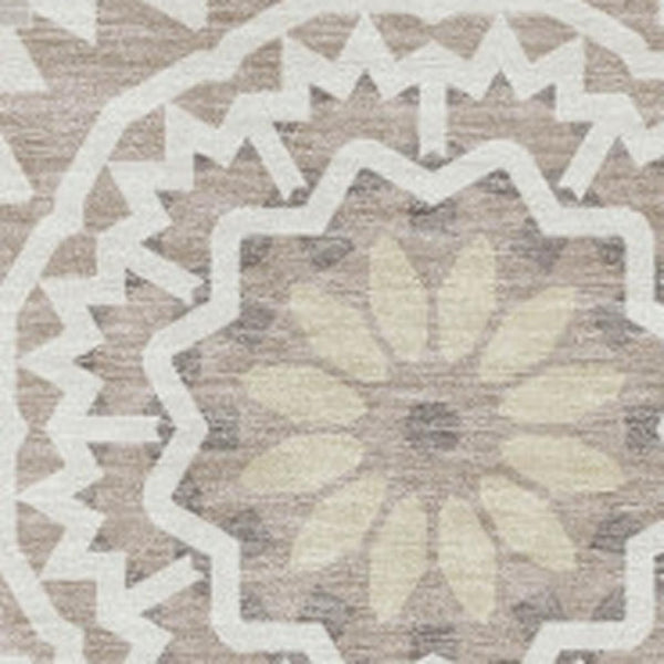 HomeRoots 9' X 12' Taupe Geometric Area Rug - Washable, Stain Resistant, UV Protected for High-Traffic Spaces 652304