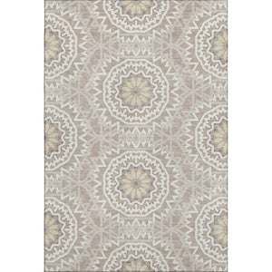 HomeRoots 10' X 14' Stylish Taupe and Ivory Geometric Area Rug - Washable, UV Protected, Stain Resistant! 652305