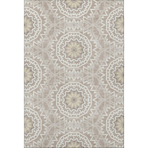 HomeRoots 10' X 14' Stylish Taupe and Ivory Geometric Area Rug - Washable, UV Protected, Stain Resistant! 652305