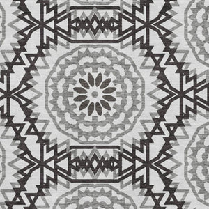 HomeRoots 5' X 8' Stylish Black and White Geometric Area Rug - Washable, UV Protected, Easy Care for Homes 652307
