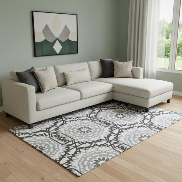 HomeRoots 8' X 10' Modern Geometric Washable Area Rug – UV Protected, Stain Resistant, Ideal for High-Traffic Spaces 652309