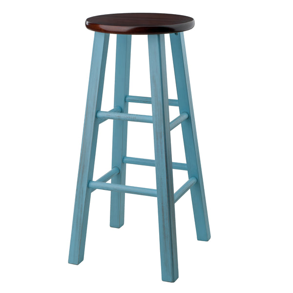 Winsome Wood Ivy Bar Stool – Rustic Light Blue & Walnut Finish, Perfect For Kitchen Or Den, No Assembly Required Rustic Light Blue ,Walnut Solid Wood 65230-winsome-wood
