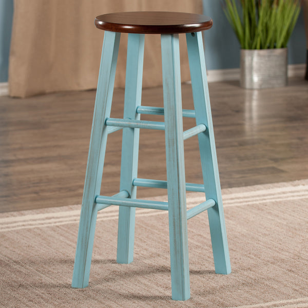 Winsome Wood Ivy Bar Stool – Rustic Light Blue & Walnut Finish, Perfect For Kitchen Or Den, No Assembly Required Rustic Light Blue ,Walnut Solid Wood 65230-winsome-wood