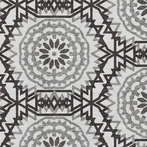 HomeRoots 9' X 12' Stylish White and Black Geometric Area Rug - Washable, UV Protected, Perfect for High-Traffic Areas 652310