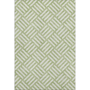 HomeRoots 8' X 10' Artichoke Green Geometric Washable Area Rug with UV Protection - Durable & Stylish Design 652315