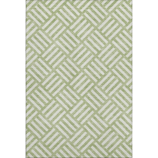 HomeRoots 8' X 10' Artichoke Green Geometric Washable Area Rug with UV Protection - Durable & Stylish Design 652315