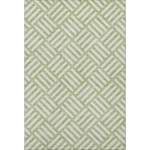 HomeRoots 8' X 10' Artichoke Green Geometric Washable Area Rug with UV Protection - Durable & Stylish Design 652315