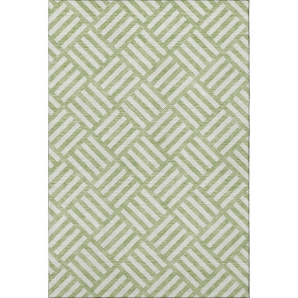 HomeRoots 8' X 10' Artichoke Green Geometric Washable Area Rug with UV Protection - Durable & Stylish Design 652315