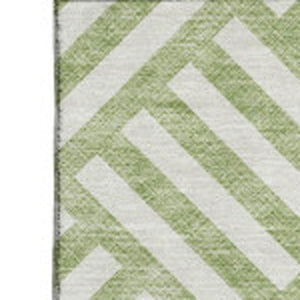 HomeRoots 9' X 12' Artichoke Green Geometric Washable Area Rug with UV Protection for Modern Homes & Families 652316