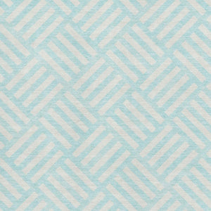 HomeRoots 8' X 10' Aqua & Ivory Geometric Area Rug - Washable, UV Protected, Durable, Family-Friendly Design 652321