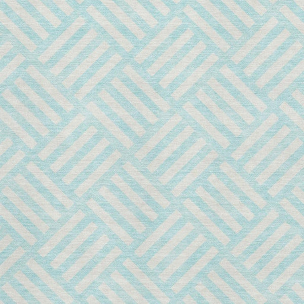 HomeRoots 9' X 12' Aqua & Ivory Geometric Area Rug - Washable, UV-Protected, Soft & Durable for Any Space 652322