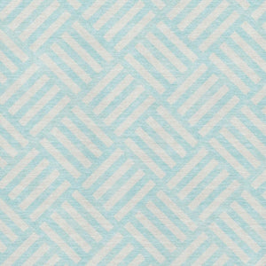 HomeRoots 10' Aqua and Ivory Geometric Area Rug - Durable, Washable, UV-Protected for High-Traffic Spaces 652323