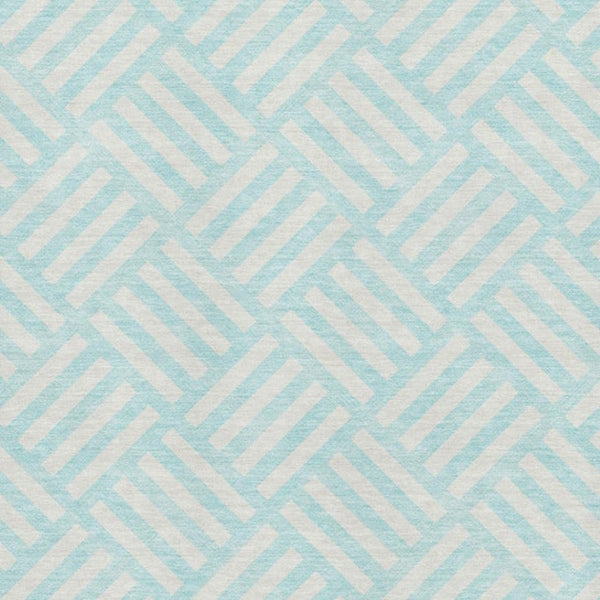 HomeRoots 10' Aqua and Ivory Geometric Area Rug - Durable, Washable, UV-Protected for High-Traffic Spaces 652323