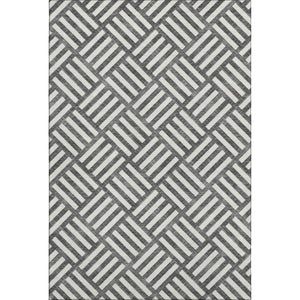 HomeRoots 9' X 12' Black and Ivory Geometric Area Rug - Washable, UV Protected, Durable for Busy Homes 652328