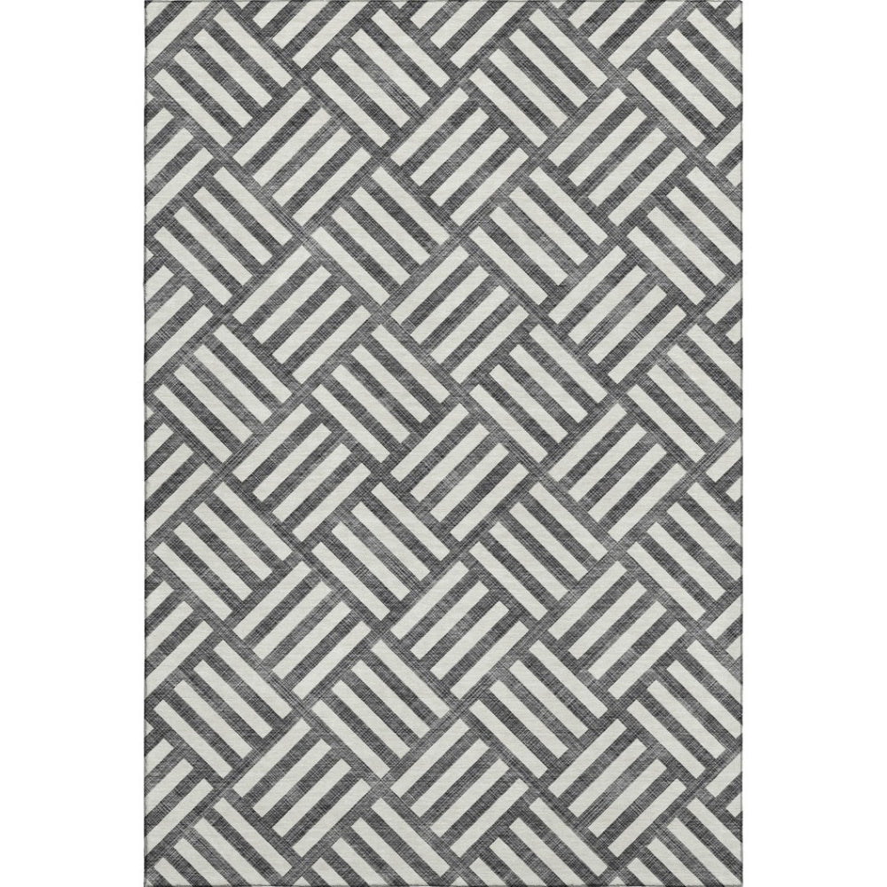 HomeRoots 10' X 14' Black And Ivory Geometric Area Rug – Stylish, Washable & UV-Protected for High-Traffic Spaces 652329