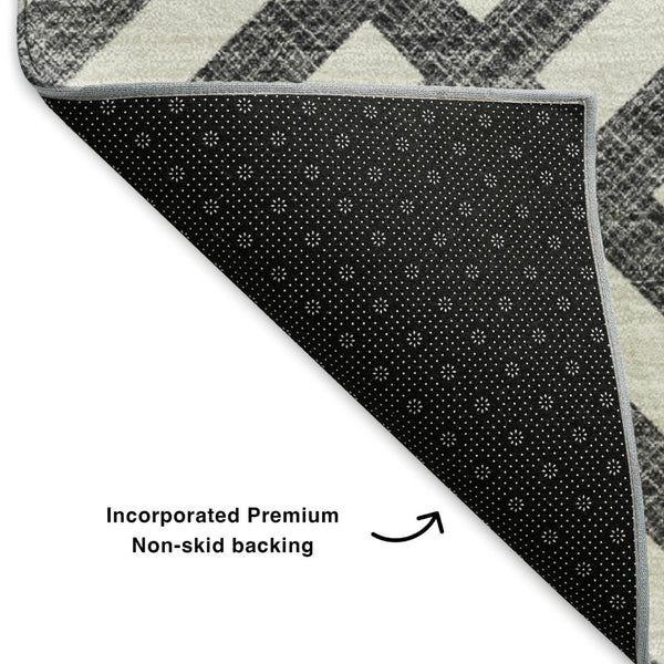 HomeRoots 10' X 14' Black And Ivory Geometric Area Rug – Stylish, Washable & UV-Protected for High-Traffic Spaces 652329