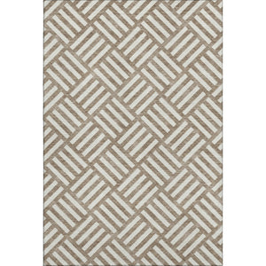 HomeRoots 8' X 10' Brown And Ivory Geometric Area Rug – Stylish, Washable, UV-Protected for High-Traffic Spaces 652333