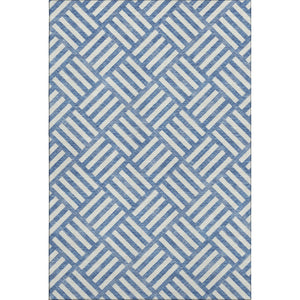 HomeRoots 9' X 12' Blue and Ivory Geometric Washable Area Rug – Durable, Stylish, UV-Protected for Homes & Patios 652340