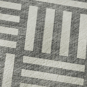 HomeRoots 10' Charcoal and Ivory Geometric Area Rug - Stylish, Washable, UV-Protected for High-Traffic Spaces 652347