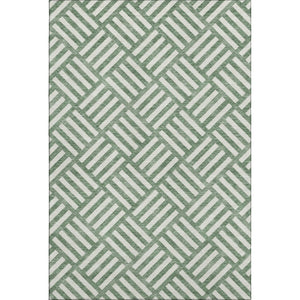 HomeRoots 8' X 10' Green and Ivory Geometric Area Rug – Washable, Stain-Resistant, UV Protected for Busy Homes 652351