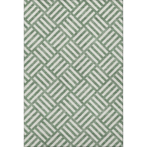 HomeRoots 10' X 14' Geometric Area Rug in Green & Ivory - Durable, Washable, Stain Resistant with UV Protection 652353
