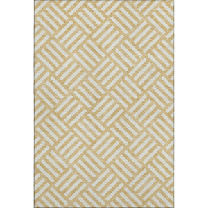 HomeRoots 10' X 14' Gold & Ivory Geometric Washable Area Rug - Stylish, Durable, UV-Protected for Active Homes 652359