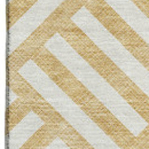HomeRoots 10' X 14' Gold & Ivory Geometric Washable Area Rug - Stylish, Durable, UV-Protected for Active Homes 652359