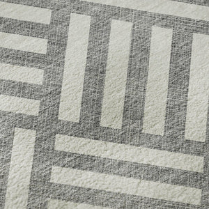 HomeRoots 5' X 8' Gray and Ivory Washable Geometric Area Rug with UV Protection for High-Traffic Spaces 652361