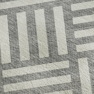 HomeRoots 5' X 8' Gray and Ivory Washable Geometric Area Rug with UV Protection for High-Traffic Spaces 652361