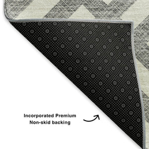 HomeRoots 10' X 14' Gray And Ivory Geometric Area Rug – Durable, Stain Resistant, and UV Protected for Modern Spaces 652365