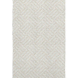 HomeRoots 8' X 10' Stylish Ivory & Beige Geometric Area Rug - Washable, UV-Protected, Family-Friendly Design! 652369
