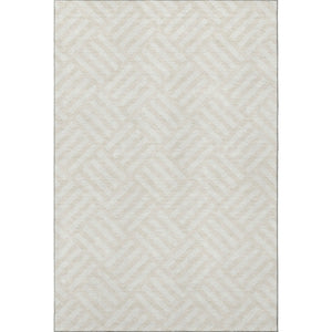 HomeRoots 8' X 10' Stylish Ivory & Beige Geometric Area Rug - Washable, UV-Protected, Family-Friendly Design! 652369