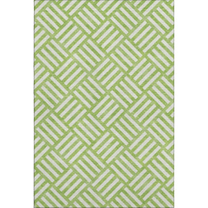 HomeRoots 5' X 8' Vibrant Lime Green & Ivory Geometric Washable Area Rug - Stain & UV Resistant for Homes 652373
