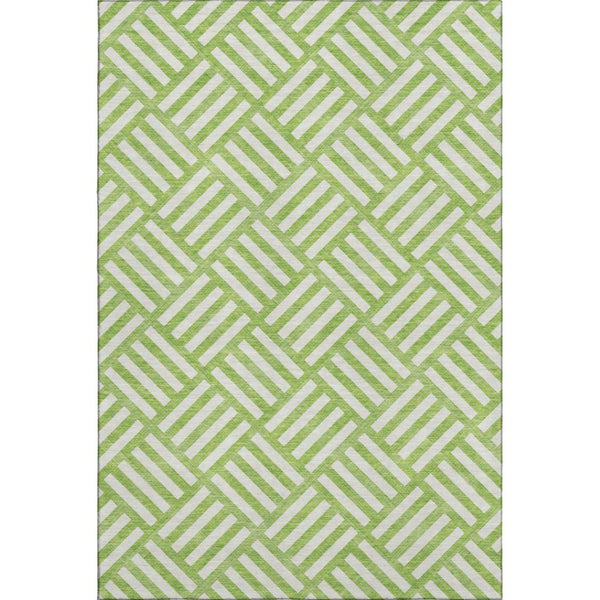 HomeRoots 5' X 8' Vibrant Lime Green & Ivory Geometric Washable Area Rug - Stain & UV Resistant for Homes 652373