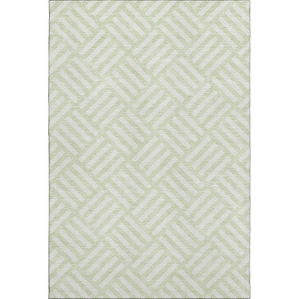 HomeRoots 5' X 8' Mint Green Geometric Area Rug – Washable, UV Protected, Stain-Resistant & Easy Care Design 652379