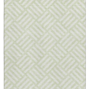 HomeRoots 5' X 8' Mint Green Geometric Area Rug – Washable, UV Protected, Stain-Resistant & Easy Care Design 652379