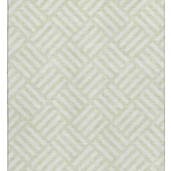 HomeRoots 5' X 8' Mint Green Geometric Area Rug – Washable, UV Protected, Stain-Resistant & Easy Care Design 652379
