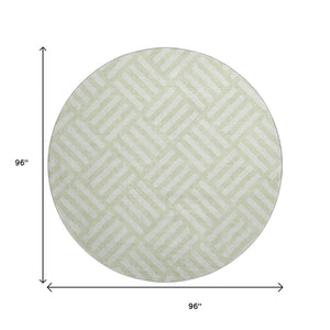 HomeRoots 8' Mint Green & Ivory Geometric Washable Round Rug with UV Protection for Modern Living Spaces 652380