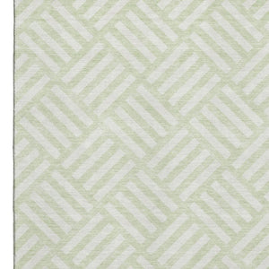HomeRoots 8' X 10' Mint Green & Ivory Area Rug - Stylish Geometric Design, UV Protection & Washable Care 652381