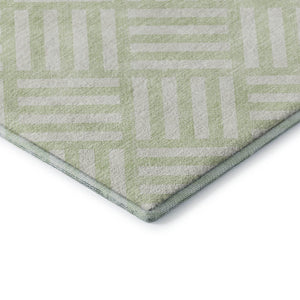 HomeRoots 9' x 12' Mint Green Geometric Area Rug - Washable, UV-Protected, Ideal for Living Rooms & Patios 652382