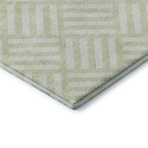 HomeRoots 9' x 12' Mint Green Geometric Area Rug - Washable, UV-Protected, Ideal for Living Rooms & Patios 652382