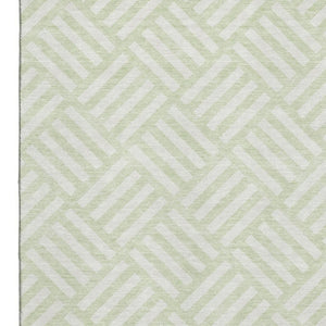 HomeRoots 9' x 12' Mint Green Geometric Area Rug - Washable, UV-Protected, Ideal for Living Rooms & Patios 652382